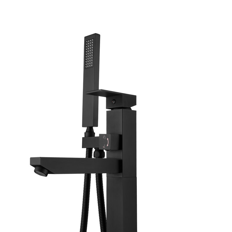 SevenFalls 1 Handle Floor Tub Filler with Diverter, Matte Black