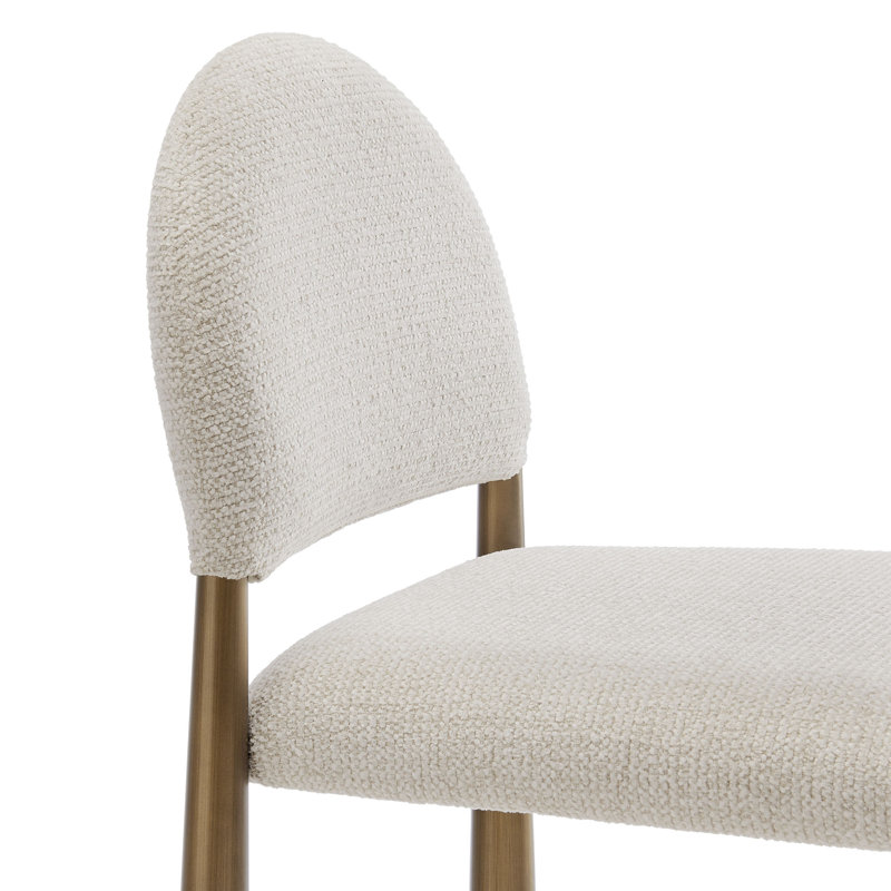 Hayley Upholstered Fabric Counter Stool, Brass, Cream