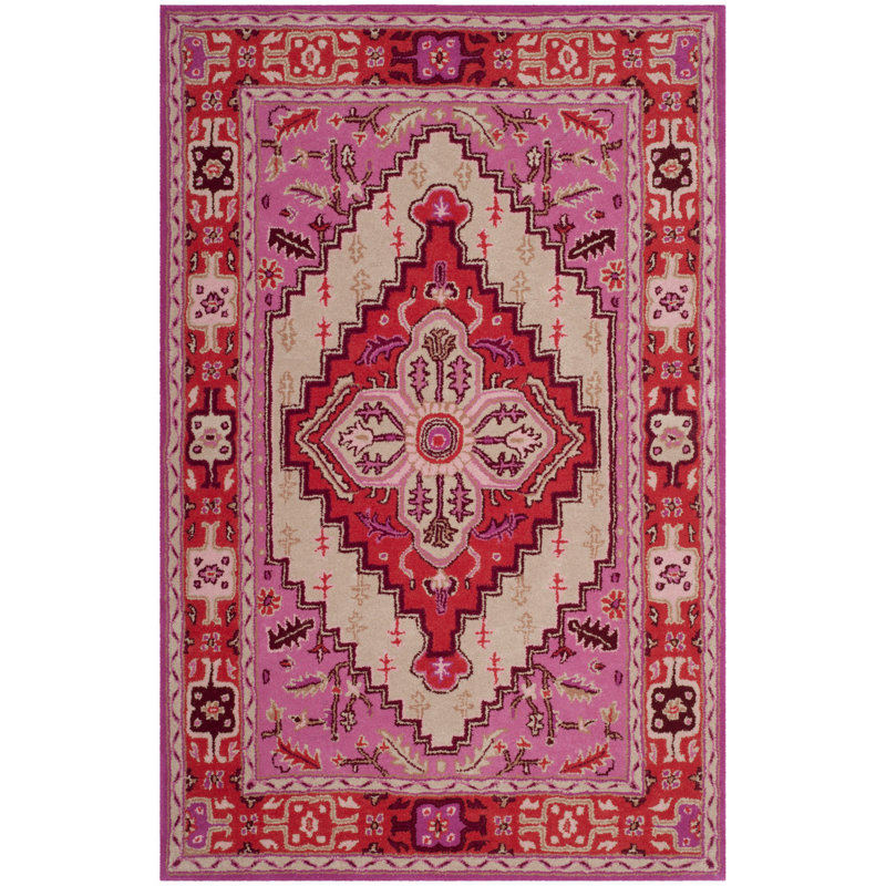 Blokzijl Hand-Tufted Wool Red Area Rug, Rectangle 6' x 9'