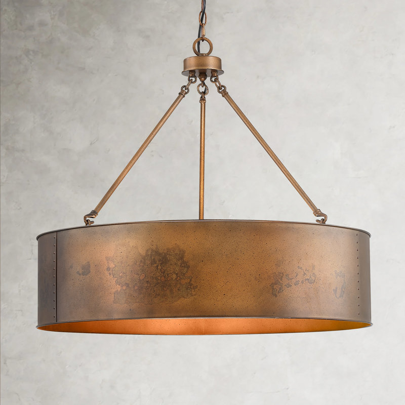Ouellet 5-light 30in Antique Bronze Drum Chandelier