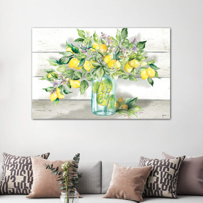 «Watercolor Lemons in Mason Jar Landscape» par Tre Sorelle Studios - reproduction d'art