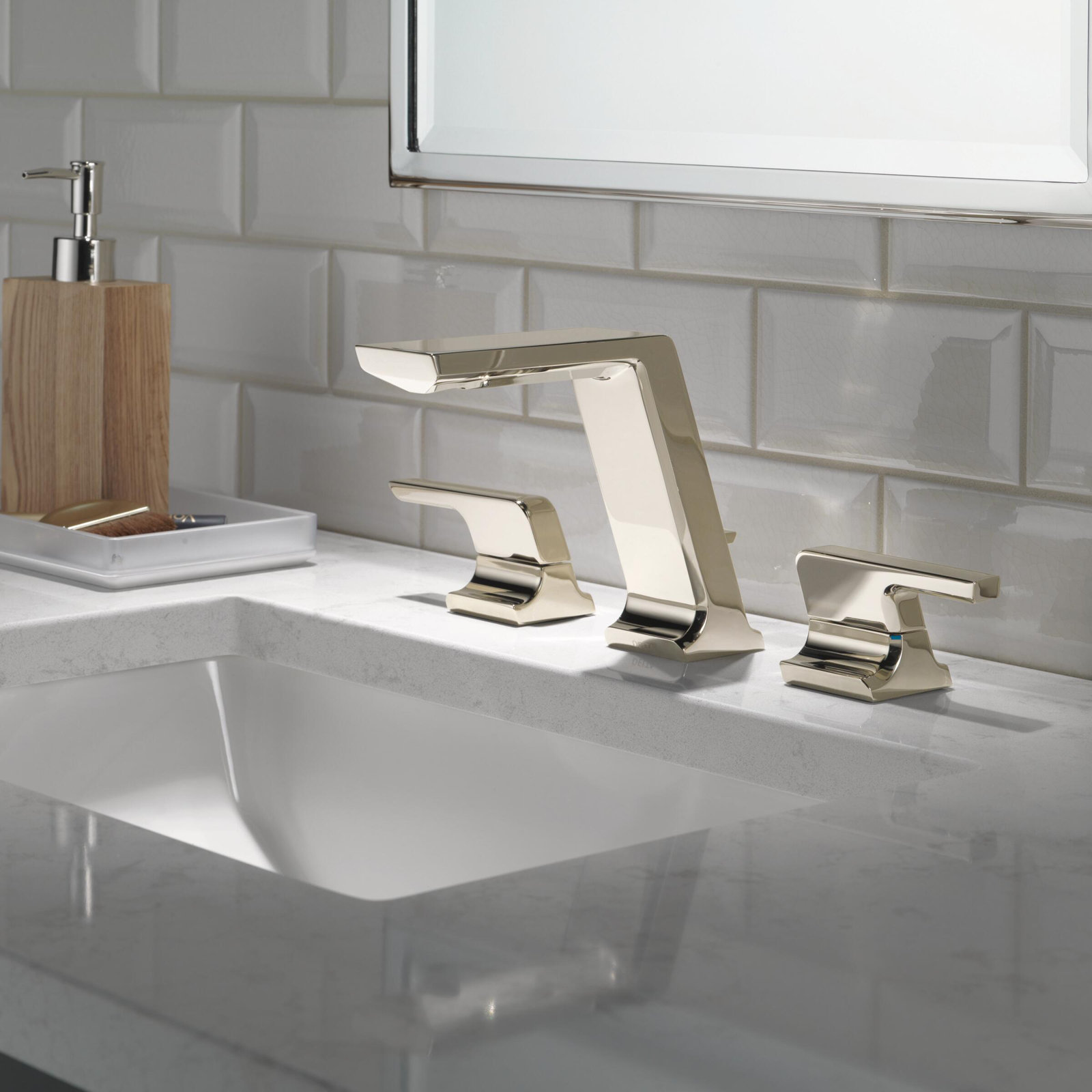 Pivotal Widespread Bathroom Faucet with Drain Assembly, Lumicoat Polished Nickel