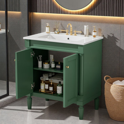 30" Single Bathroom Vanity with Ceramic Top
