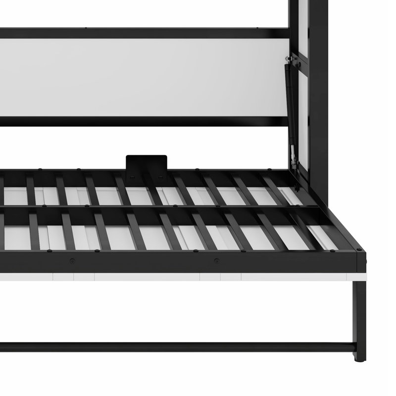 Lit escamotable moderne avec tablettes de rangement intégrées, Blanc