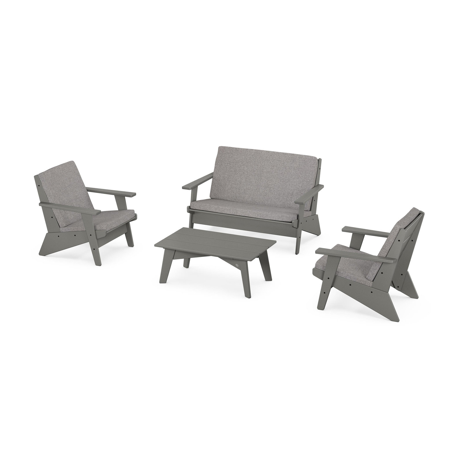 Riviera Modern Lounge 4-Piece Set, Gray Mist, Slate Gray
