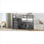 Lit mezzanine pleine grandeur pour chambre à coucher, bois massif gris ardoise avec garde-robe intégrée, tablettes de rangement et éclairage DEL