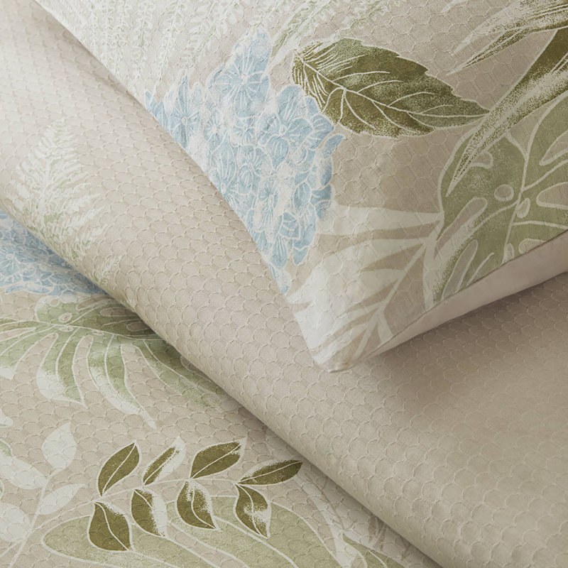 Kiawah Island Taupe 100% Cotton 5-Piece Full/Queen Duvet Cover Set with Throw Pillow, Taupe