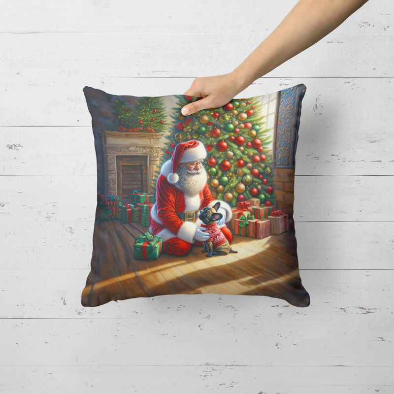 Coussin French Bulldog and Santa Claus, H 18 po x l 18 po