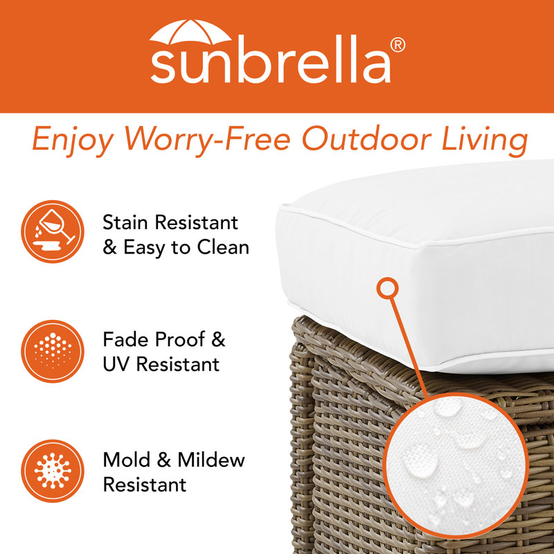 2 - Person Patio Conversation Set with Sunbrella® Cushions, Dark Brown, White Sunbrella®