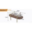 Table basse ovale en verre de forme moderne, format 41 po x l 21 po x H 17 po, pour le salon, structure à double couche avec fonction de rangement, verre transparent et panneau de fibres à densité moyenne brun café-987512927
