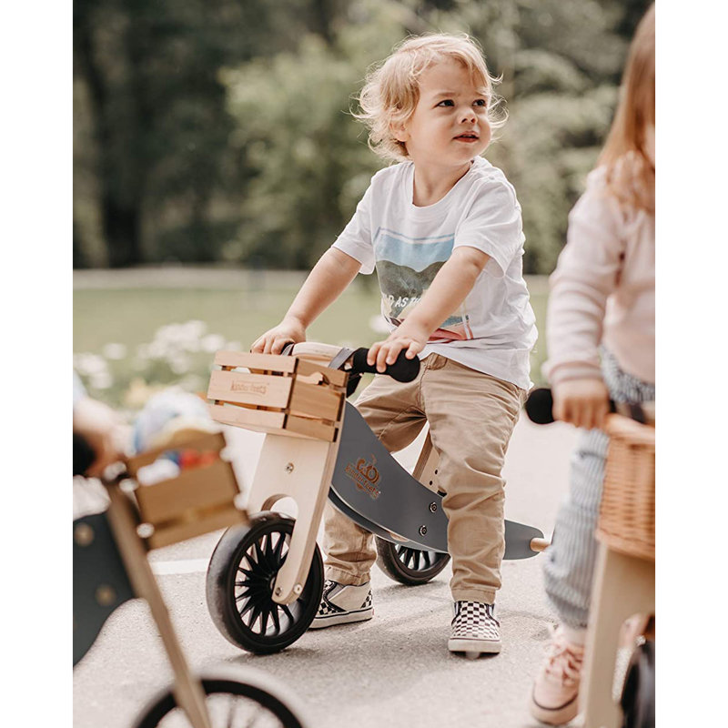 Kinderfeets White Adjustable Kids Helmet Bundle w/ Balance Trike Tricycle, Slate Blue