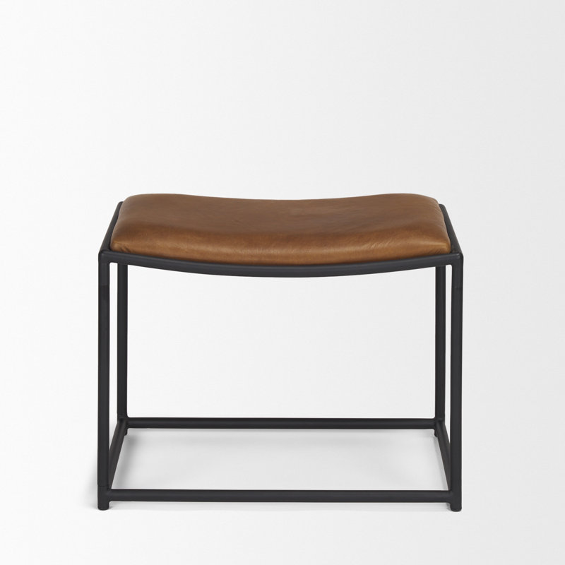 Tabouret en cuir Galina, Brun