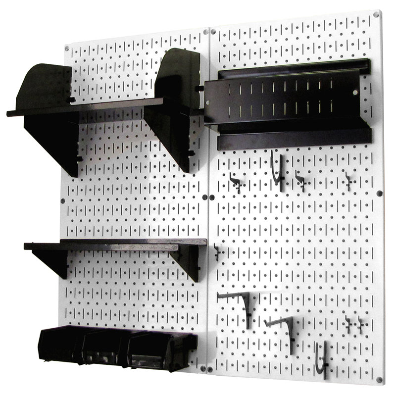 Ensemble de panneaux perforé de rangement pour accessoires de loisirs, Blanc et noir