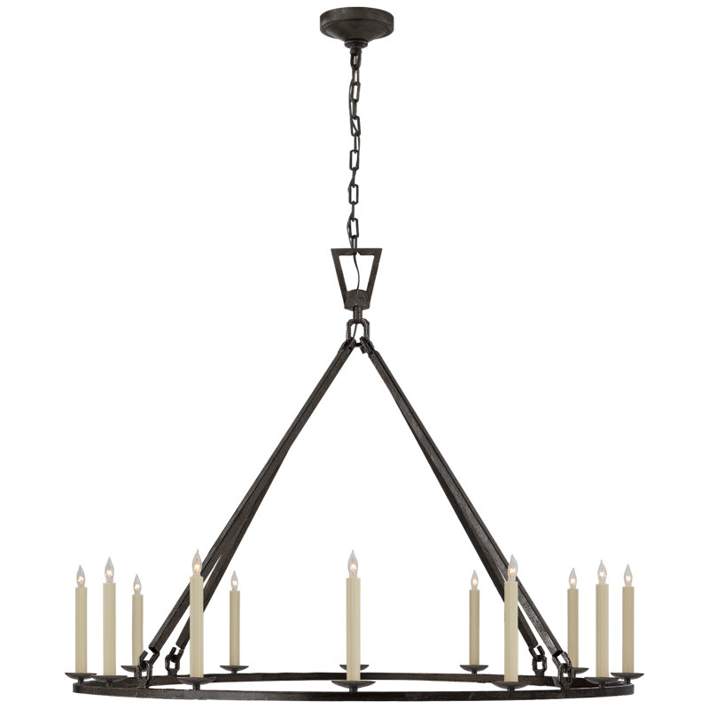 Chapman & Myers Darlana Medium Single Ring Chandelier, Aged Iron, 38.75" H x 50" W x 50" D