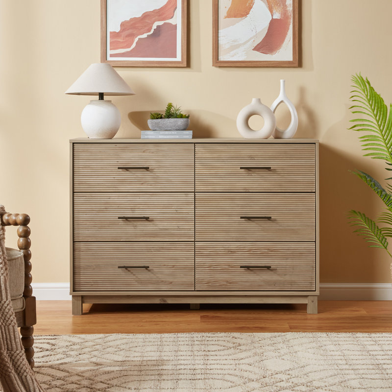 6 - Drawer Dresser & Chest Wide Chest of Drawers Storage Organizer Unit Bedroom Dresser  Commode