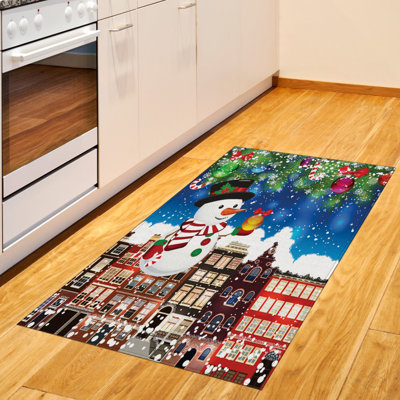 Snowman Christmas High Density Long Fiber Poly Threads Decorative Area Rug Carpet