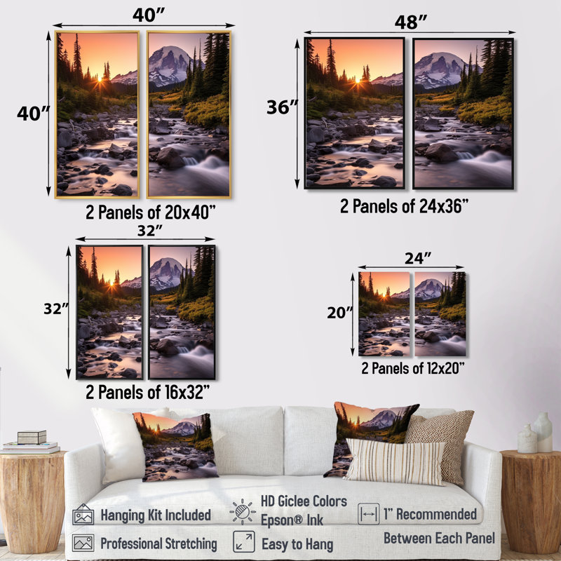 «Washington Mount Rainier National Park II», art mural sur toile grand Washington, 36" H x 48" W, Black