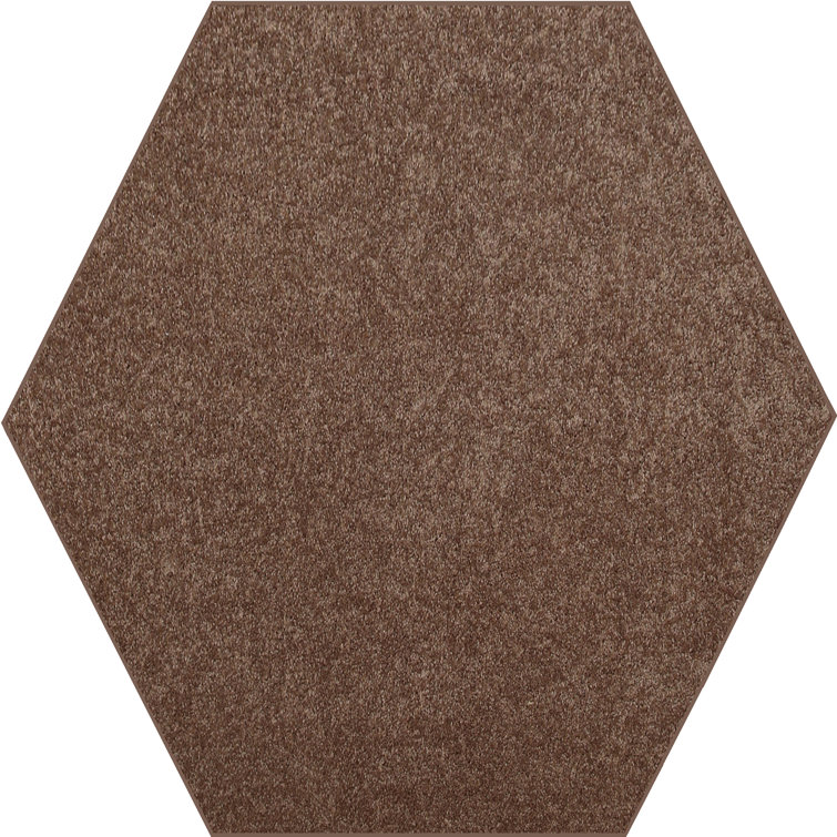 Latitude Run® Solid Color Hexagon Shape Area Rugs Brown