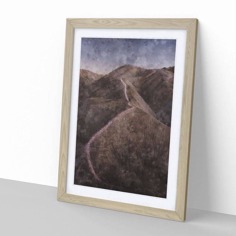 Trail Through the Badlands in South Dakota - Picture Frame Graphic Art, 65cm H x 48cm W x 2cm D, Oak