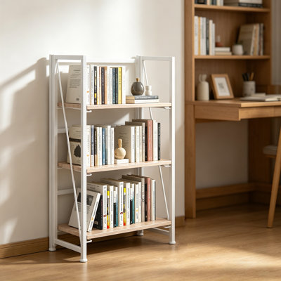 Bibliothèque pliante, étagère de rangement à 3 niveaux pour bureau à domicile, sans assemblage