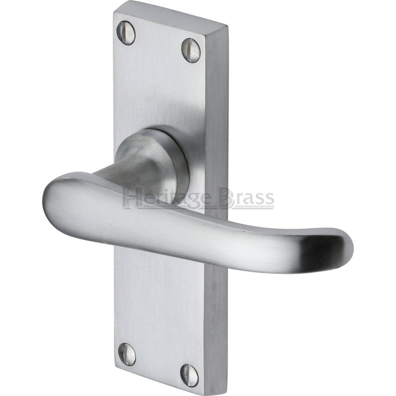Heritage Door Handle Lever Latch Windsor Design, Satin Chrome