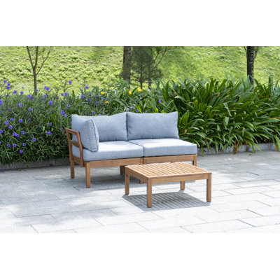 Iwona Solid Wood 2- Person Seating Group with Cushions