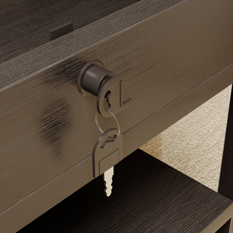 Modern Nightstand with Hidden Drawer and Charging Station, Black