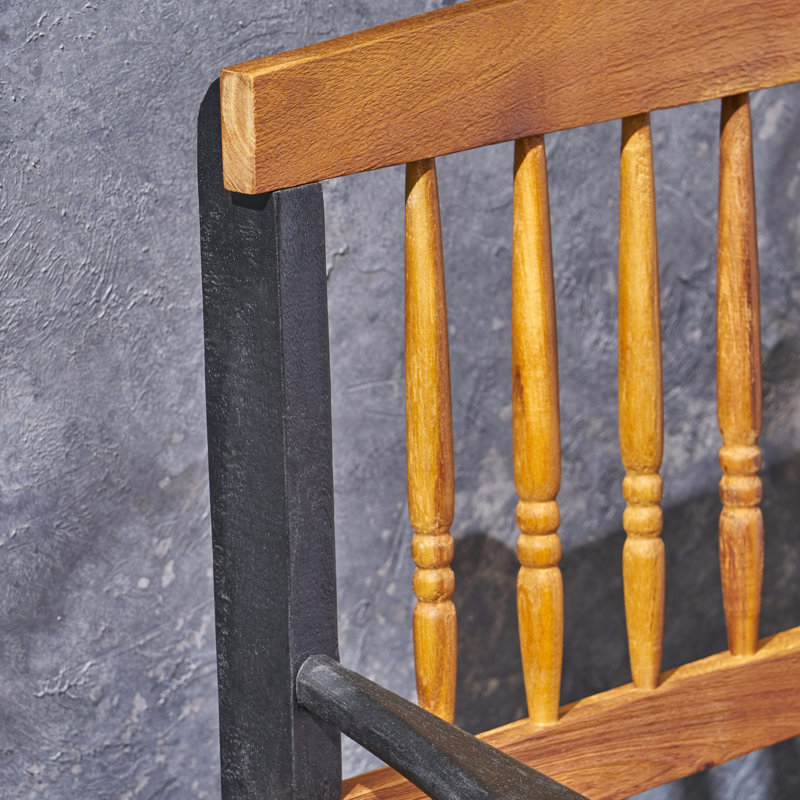 Banc Classic Imperial, design avec tablette, bois, finition avec accoudoirs noirs, profondeur de l'ensemble de 52,25 po, profondeur d'assise de 17,75 po, largeur de 45,25 po