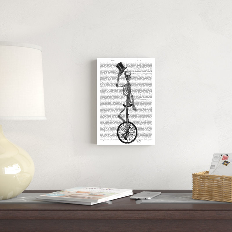 «Skeleton On Unicycle» par Fab Funky - impression sur toile tendue, H 12 po x l 8 po