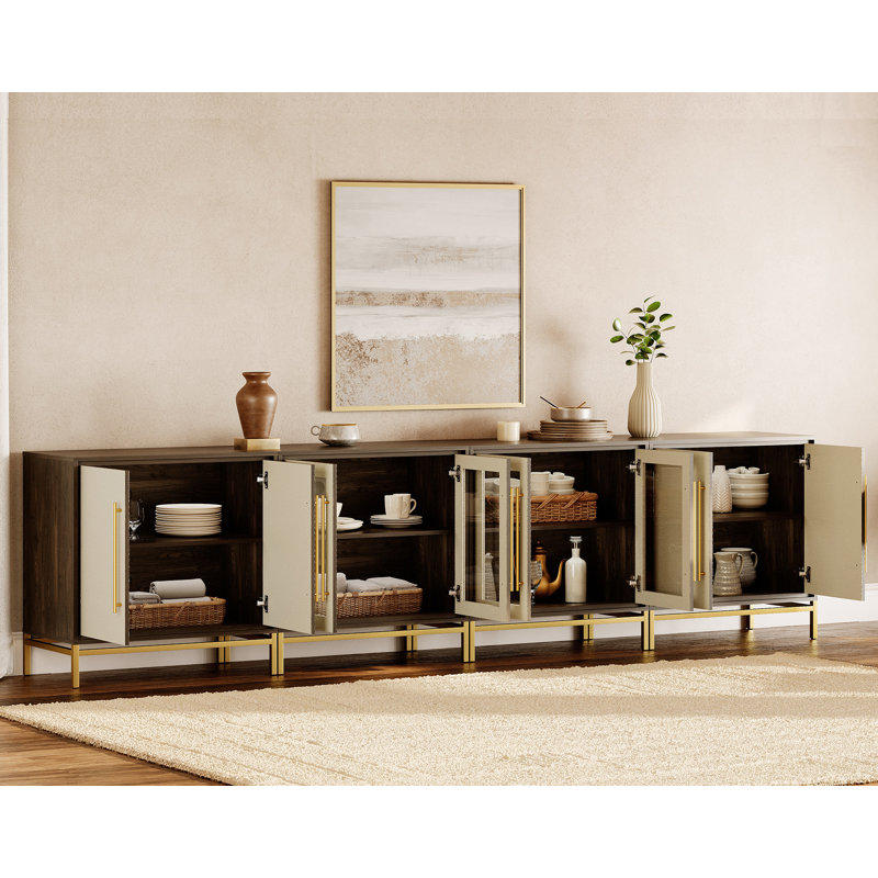 WAMPAT Leather Textured Modern Sideboard Buffet Cabinet