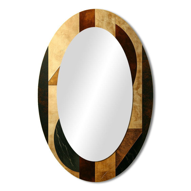 Grand miroir mural géométrique en forme de noyer géométrique Essential Forms IV, 36 po x 24 po