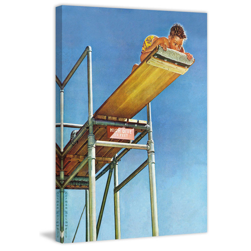 « garçon on high plongée » par norman rockwell, reproduction d’art sur toile tendue, H 31 po x l 24 po