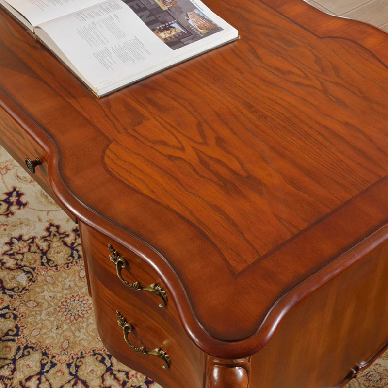 Bureau rectangulaire en bois massif avec tiroirs Walnut