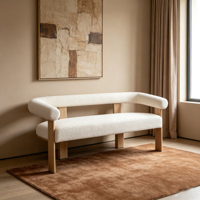 Round Armrest Loveseat With Comfortable Cushions And Durable Frame, Perfect For Cozy Living Rooms And Small Spaces.
