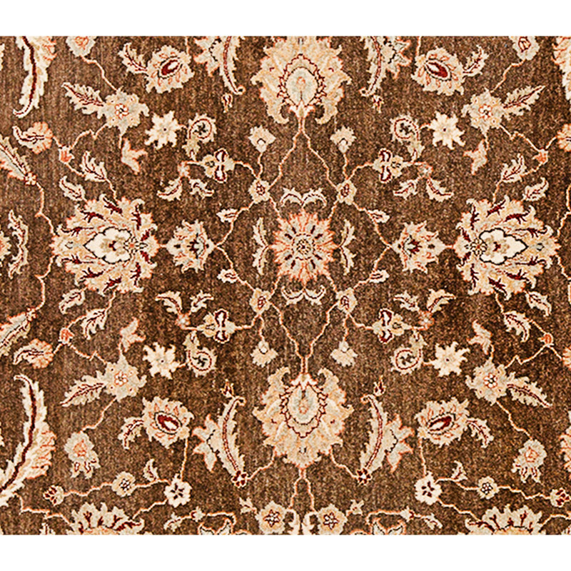High-Quality Hand-Knotted Brown And Beige Area Rug