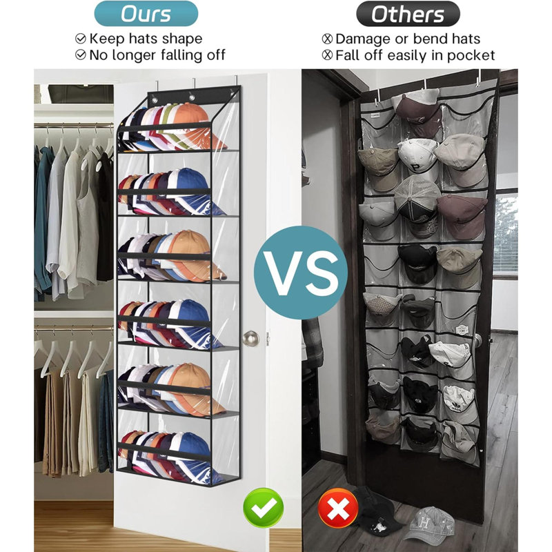 Cobee 3-Pack Acrylic Hat Organizer - No Install Baseball Cap Display Stand