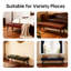 Mid - Century Modern Tufted Genuine Leather Bench with Solid Wood Legs-1774409229