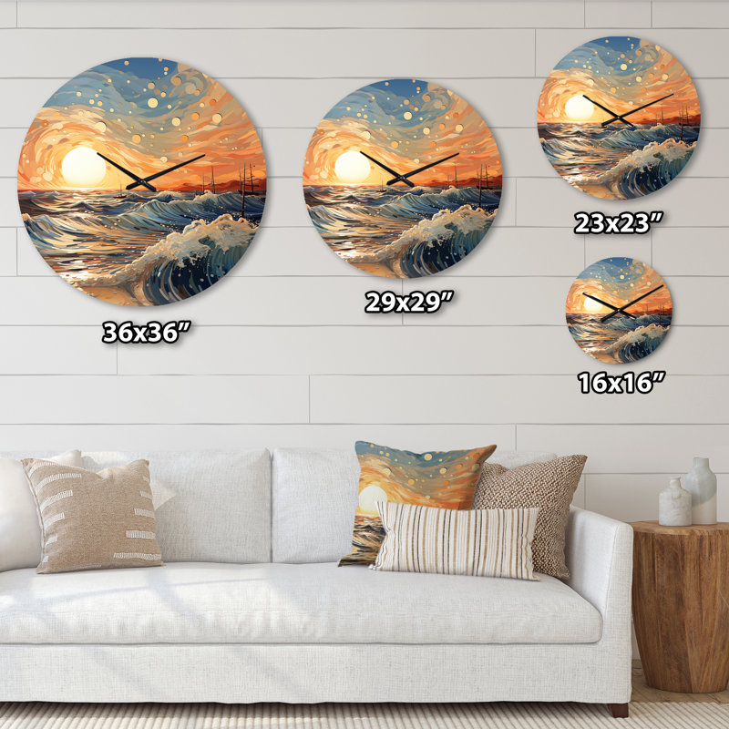 Horloge murale en métal Beach Photo Sunkissed Sands IV, Moyenne