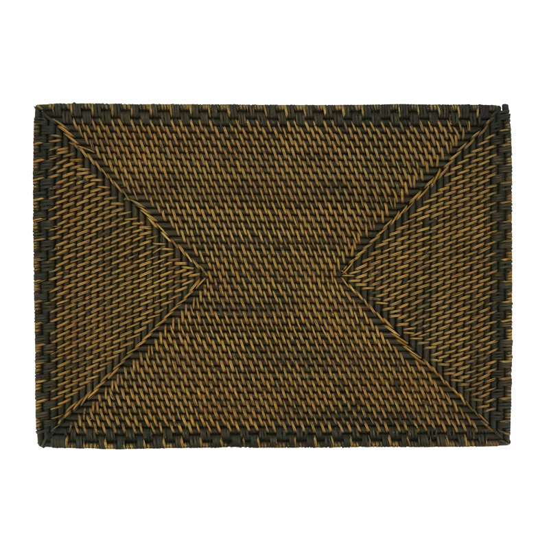 Brown Woven Rattan Rectangular Table Placemats Set of 4