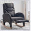 Chaise berçante en coton et lin avec repose-pieds réglable