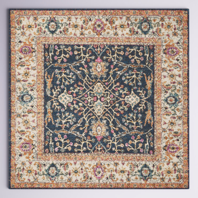 Christa Oriental Cream/Navy/Orange Area Rug