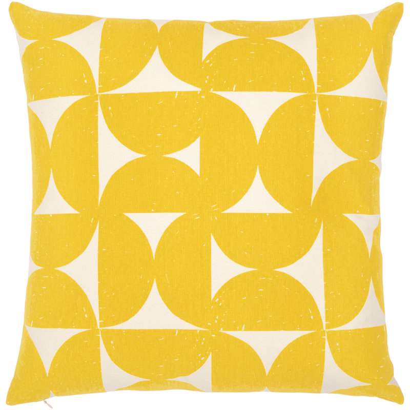 Housse de coussin Saritha Natur, 18 po x 18 po, Moutarde / beige