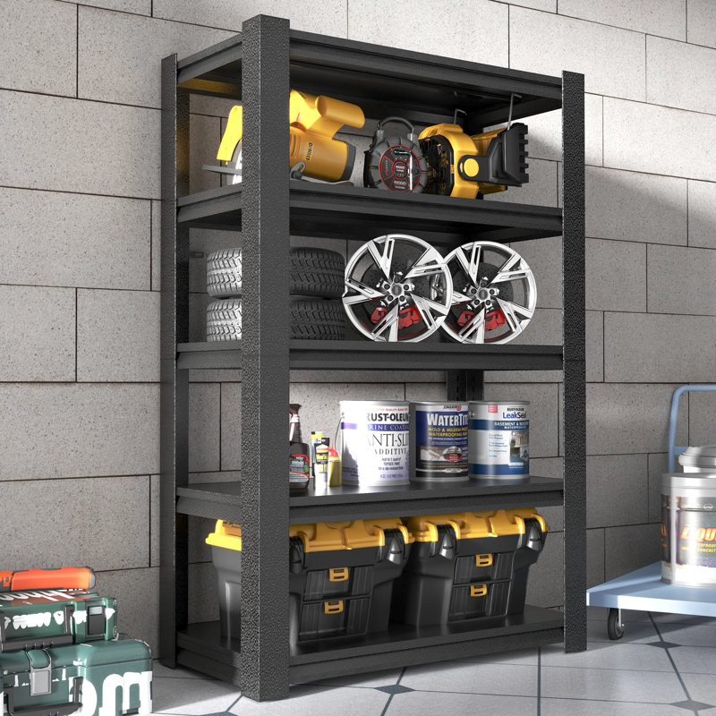 5 Tier Adjustable Heavy Duty Metal Garage Storage Shelves Industrial Shelves Utility Rack, 72"H x 35.4"W x 15.7"D