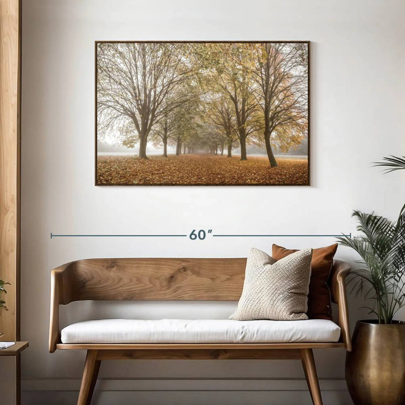 Paix d'automne, 43 po x 29 po, Cadre flottant en noyer