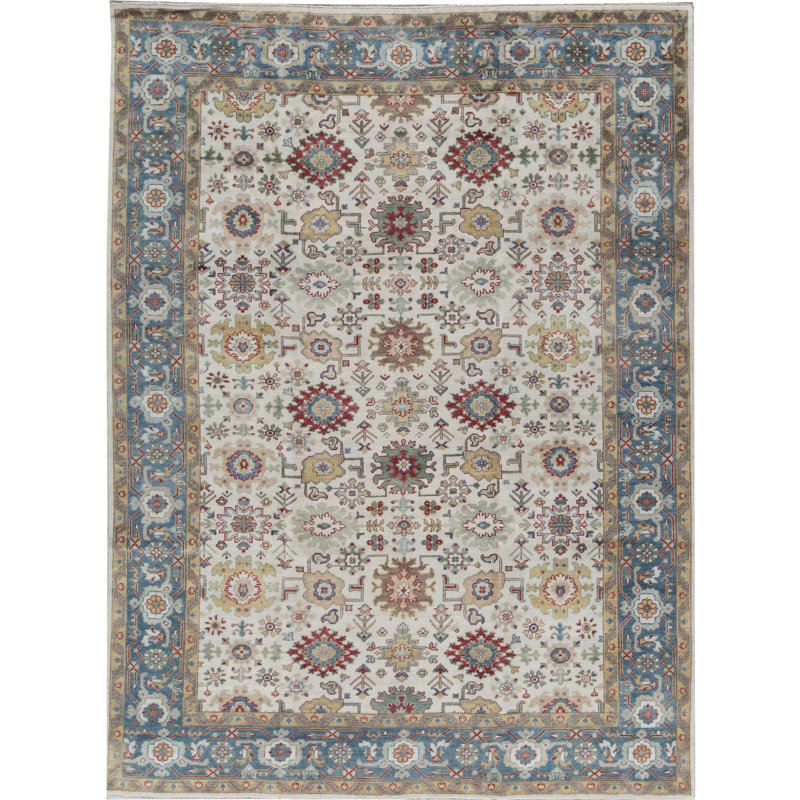 Sultanabad Hand-Knotted High-Quality Ivory and Blue Area Rug