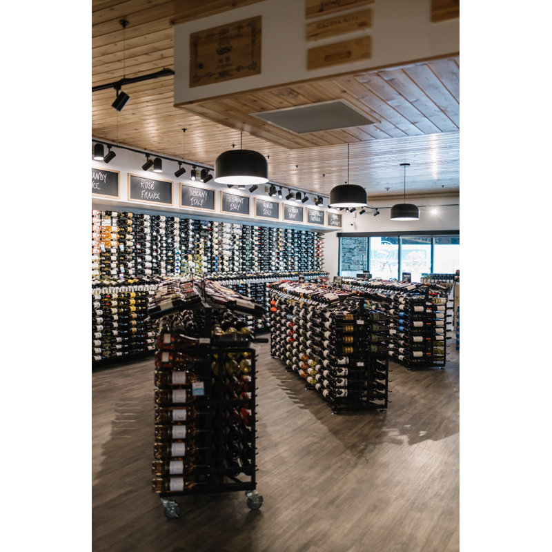 Illinois Floor Wine Bottle Rack, Brushed Nickel, 43.5" H x 39" W x 24.5" D
