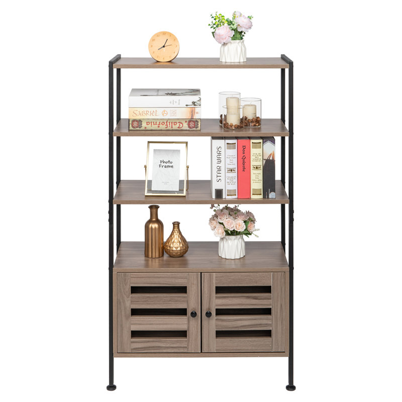 Alezae 121.5cm H x 68cm W Iron Standard Bookcase, Grey