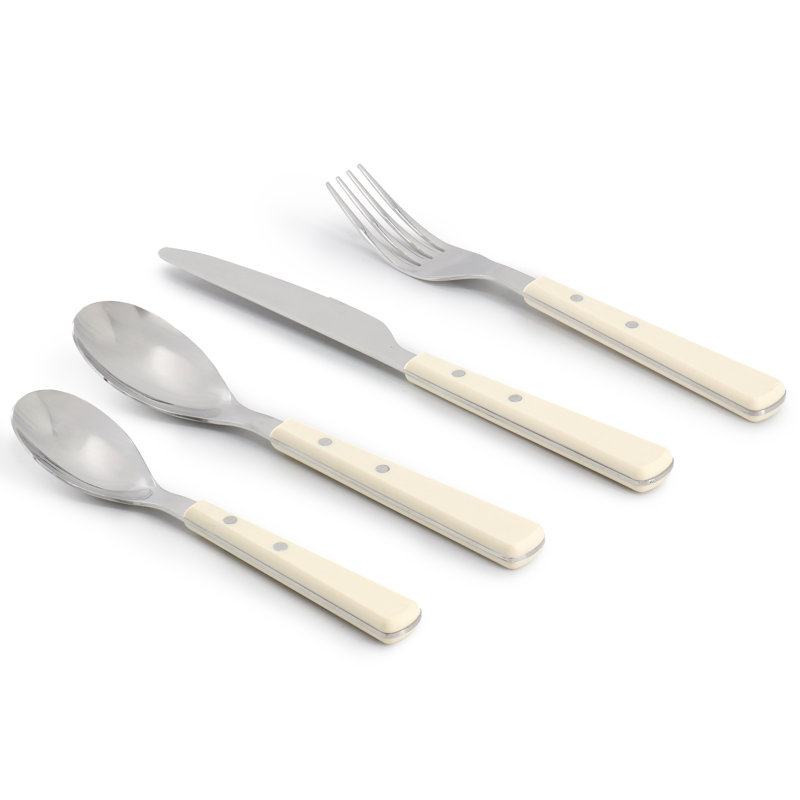 Martha Stewart 32 Piece Stoneware Dinnerware and Flatware Combo Set in Linen