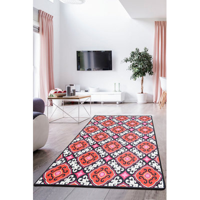 Tapis lavable à la machine de qualité supérieure, 4,6 x 6,2 pi, 100% polyester, hauteur des poils de 0,2 po | Antibactérien et antidérapant dessous | Durable avec 700 g / m² | Facile d'entretien, idéal pour le décor du salon et de la chambre à coucher