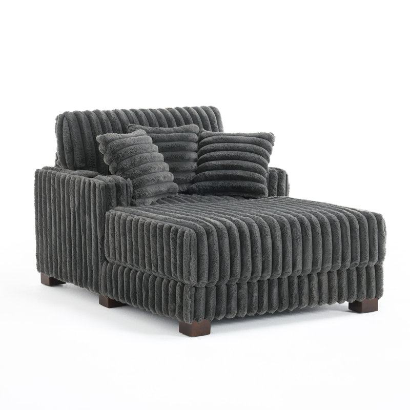 Upholstered Chaise Lounge, Dark Grey 